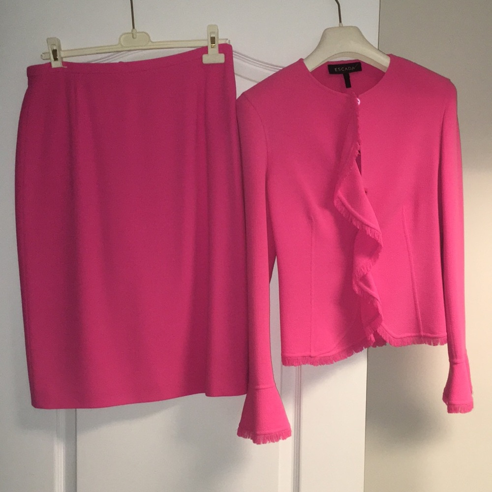 Escalated Hot Pink Wool Suit Dress and Jacket